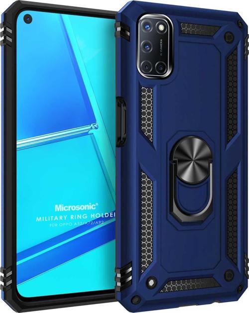 Oppo A52 Kılıf Military Ring Holder Lacivert