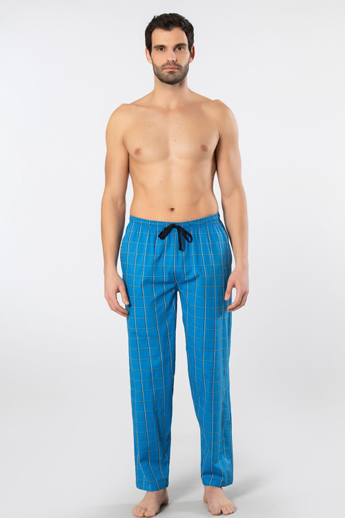 Erkek Dokuma Pijama Tek Alt 2240/Mavi 3