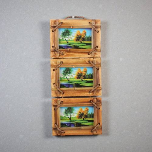 El Yapımı Doğal Ahşap 3’lü Bambu Bamboo Fotoğraf Çerçevesi Dekoratif Ev Ofis Hediyesi Duvar Süsü - 3