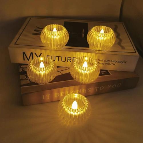 VIP PROFESYONEL KALİTE IŞIKLI YILBAŞI MUMU CRYSTAL LİGHT CANDLE 6 ADET KRİSTAL LED IŞIKLI PİLLİ MUM