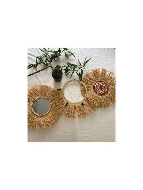 2 Li Duvar Süsü Boncuklu Rafya