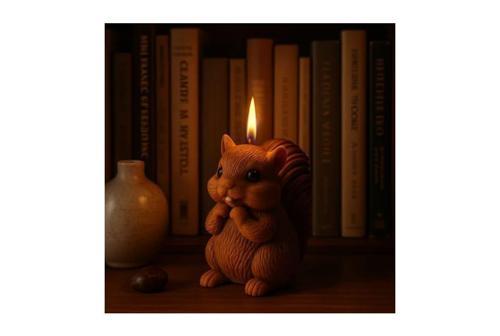 El Yapımı Kokulu sincap figürlü Dekoratif Mum 1 adet