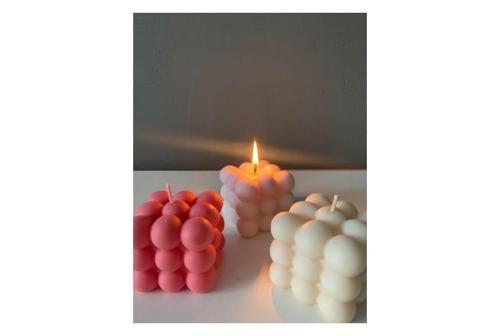 Modern Bubble Küp Mum pembe beyaz Dekoratif Mum 3 adet