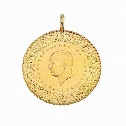 GERÇEK ALTIN GÖRÜNÜMLÜ Cumhuriyet Tam Ata Kolye Ucu