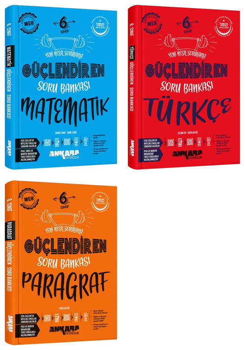 Ankara 2025 6. Sınıf Matematik + Türkçe + Paragraf Güçlendiren Soru Bankası Seti 3 Kitap Güncel Müfredat
