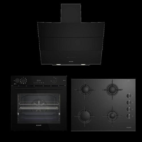 Star Siyah Cam Ankastre Set