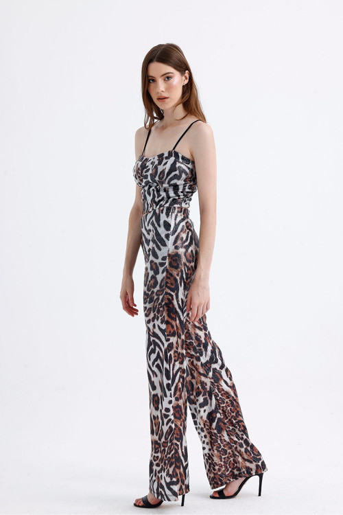 Geniş Paçalı Payet Pantolon Kaplan Desenli Pnt32440
Pnt32440