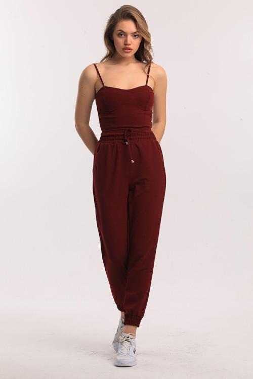 Beli Ve Paçası Lastikli Cepli Scuba Krep Pantolon Bordo Pnt33884
Pnt33884