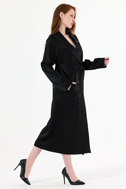 İçi Astarli Saten Pardesü Siyah Prd35583
Prd35583