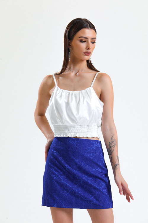 Jakarli Mini Etek_Etk32609 Saks