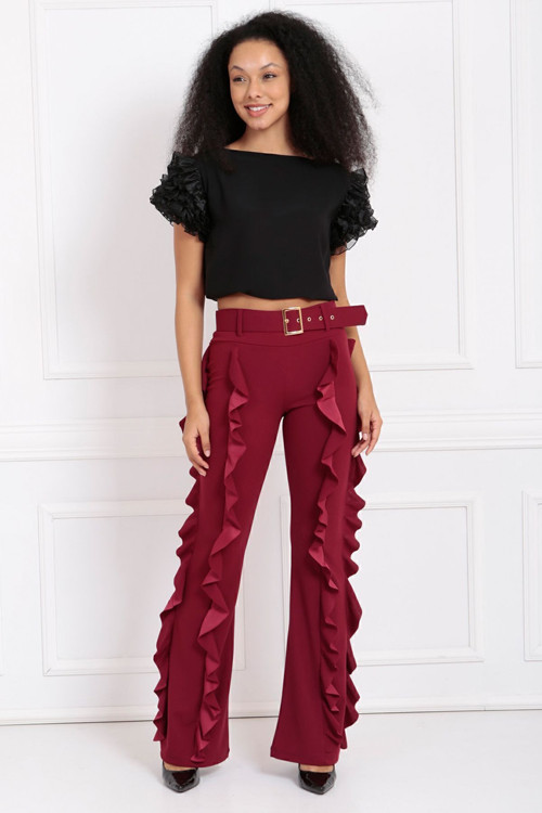 İspanyol Paça Scuba Krep Pantolon Bordo Pnt33410
Pnt33410