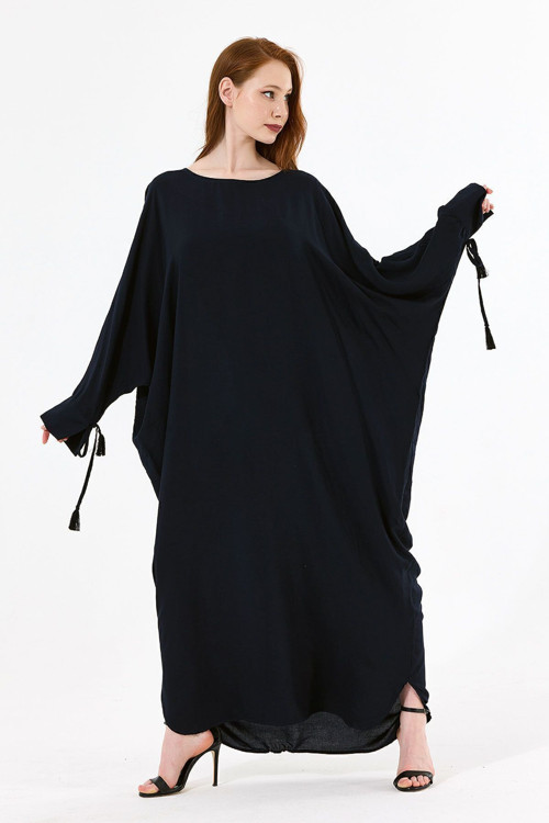 Manşetli İp Püsküllü Viskon Kimono Siyah Kmn35008
Kmn35008