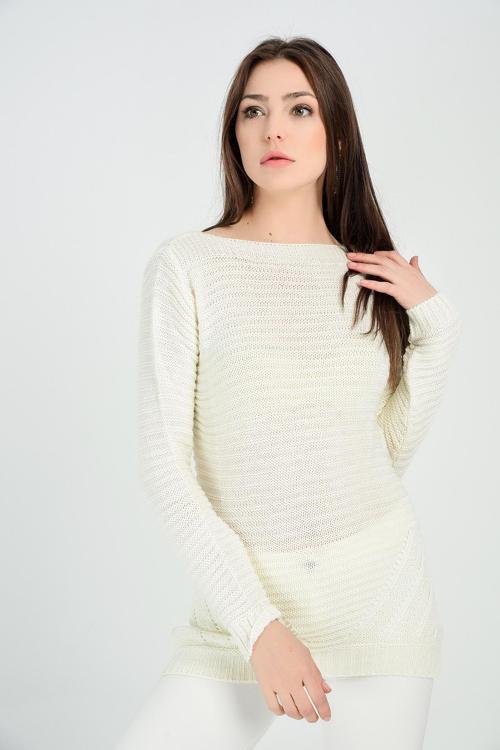 Havuz Yaka Enine Saç Örgülü Etek Ucu Verev Şeritli Tri Ekru Trk18089
Trk18089