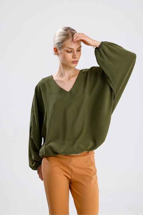 Yakası Pervazlı Etek Ucu Lastikli Jesika Bluz Yeşil Blz34815
Blz34815