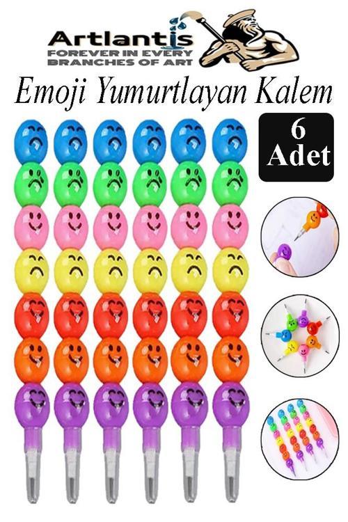 Emoji Yumurtlayan Kurşun Kalem 6 Adet Eğlenceli Hediyelik Kurşun Kalem Gülen Yüzlü Kurşun Kalem Karne Hediyesi