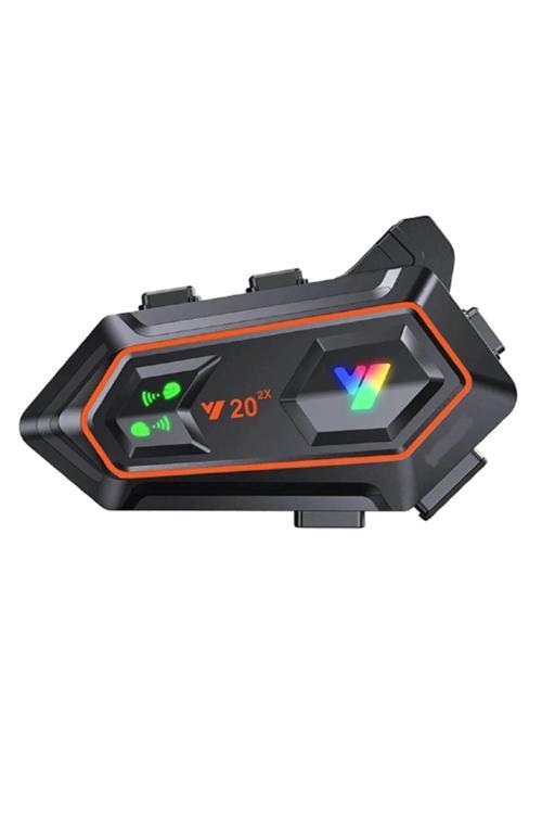 BFS Y20 2x 1000m Telsiz Mesafeli 2 Kişi Bağlantılı Bluetooth Kask Kulaklık Fenerli İntercom