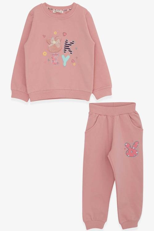 Kız Bebek Eşofman Takımı Simli Aksesuarlı 9 Ay-3 Yaş, Gülkurusu