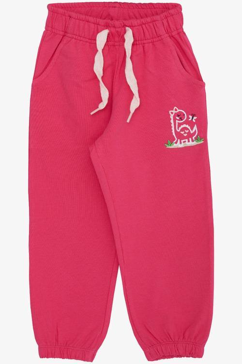 Kız Çocuk Alt Sevimli Dinozor & Kelebek Nakış Baskılı 1-4 Yaş, Pembe