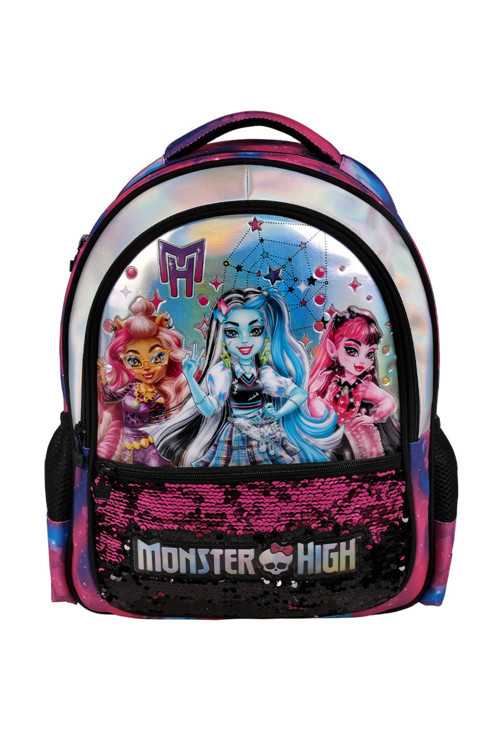 Çocuk Monster Baskılı Lisanslı Çok Bölmeli Fermuarlı Okul Sırt Çantası