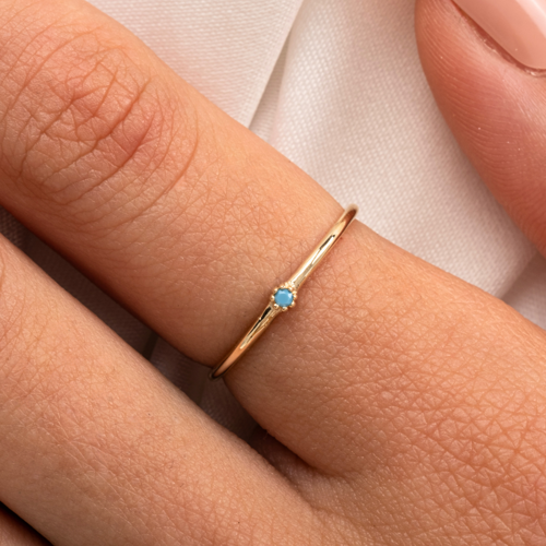 925 Ayar 0.05 Ct Minimal Tek Taş Gümüş Yüzük Firuze Tek Taş Gümüş Yüzük Firuze Eklem Yüzüğü