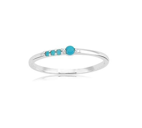 925 Ayar 0.30 Ct Gümüş Yüzük İnce Tasarım Modern Sıralı Alyans Firuze Taşlı Gümüş Alyans