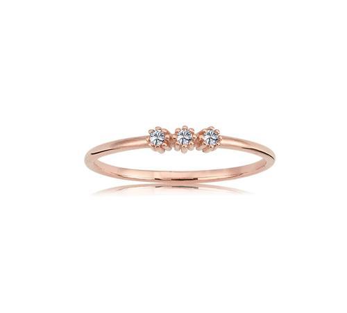 Gümüş Yüzük - Mini Üç Taşlı Tel 925 Ayar Gümüş Yüzük