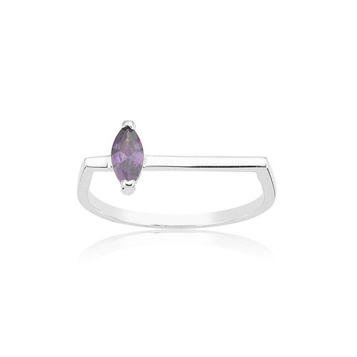 0.20 Ct Gümüş Yüzük Ufuk Çizgisi Şans Totemi İnce Minimal Tasarım Ametist Taşlı Gümüş Yüzük