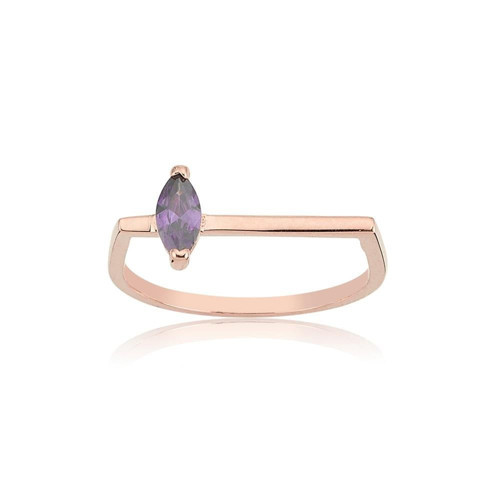 0.20 Ct Gümüş Yüzük Ufuk Çizgisi Şans Totemi İnce Minimal Tasarım Ametist Taşlı Gümüş Yüzük