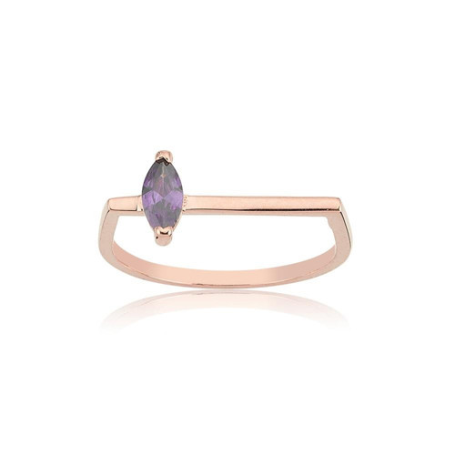 0.20 Ct Gümüş Yüzük Ufuk Çizgisi Şans Totemi İnce Minimal Tasarım Ametist Taşlı Gümüş Yüzük