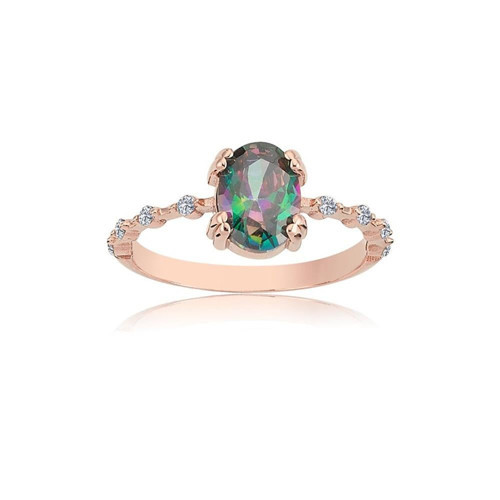 14 Ayar 0.95 Ct Evlilik Teklifi Altın Yüzük Mistik Topaz Altın Evlilik Teklifi İhtişamı Yüzüğü