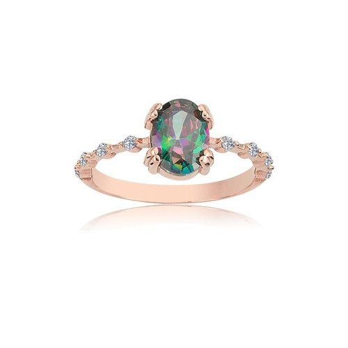 14 Ayar 0.95 Ct Evlilik Teklifi Altın Yüzük Mistik Topaz Altın Evlilik Teklifi İhtişamı Yüzüğü