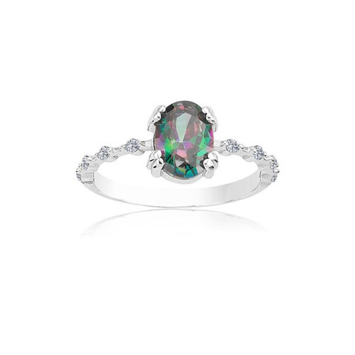 14 Ayar 0.95 Ct Evlilik Teklifi Altın Yüzük Mistik Topaz Altın Evlilik Teklifi İhtişamı Yüzüğü