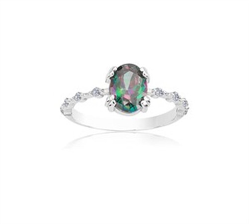 14 Ayar 0.95 Ct Evlilik Teklifi Altın Yüzük Mistik Topaz Altın Evlilik Teklifi İhtişamı Yüzüğü