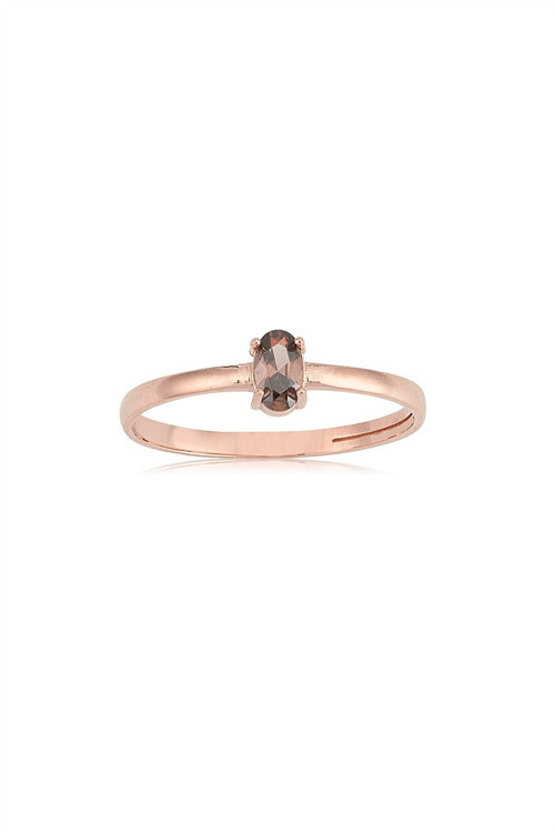 14 Ayar 0.40 Ct Tektaş Altın Yüzük Altın Smoky Quartz Taşlı Minimal Evlilik Teklifi Yüzüğü