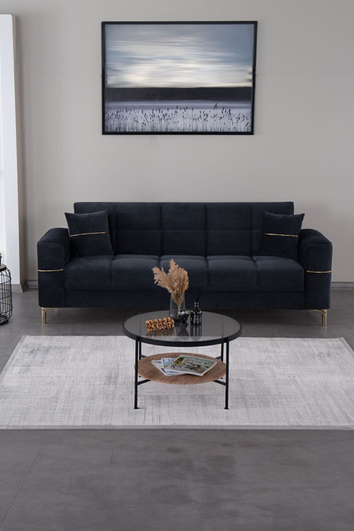 Vogel 3 Kişilik Yüksek Ayaklı Koltuk - Kanepe Siyah