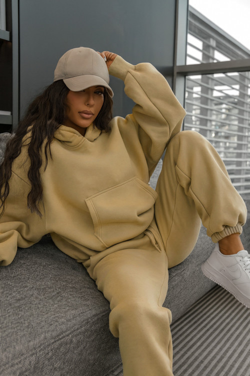 Kadın 3İplik Oversize Basic Kapşonlu Eşofman Takımı