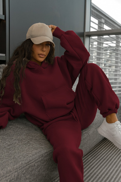 Kadın 3İplik Oversize Basic Kapşonlu Eşofman Takımı