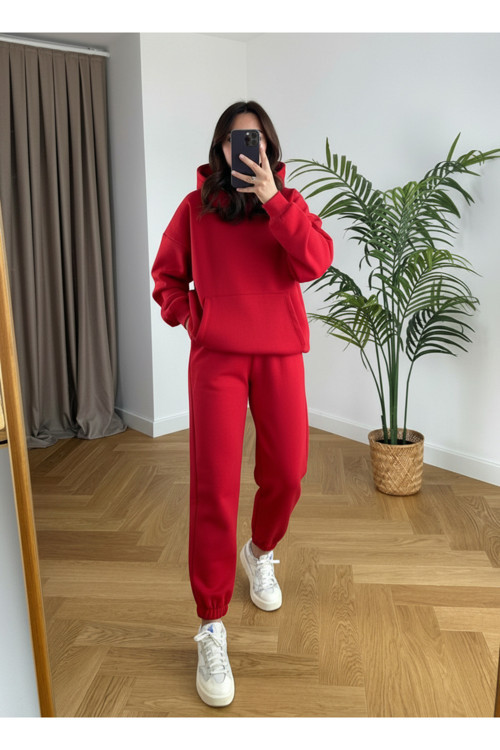 Kadın 3 İplik Oversize Premium Sweatshirt Eşofman Takımı