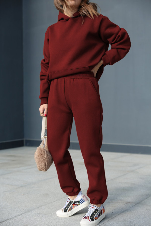 Kadın Premium Yumuşak Kapüşonlu Sweatshirt Eşofman Takımı