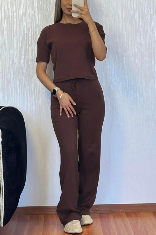 Kadın Kısa Kollu Fitilli Yumuşak Pijama Takımı