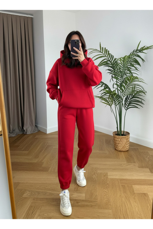 Kadın 3 İplik Oversize Premium Sweatshirt Eşofman Takımı