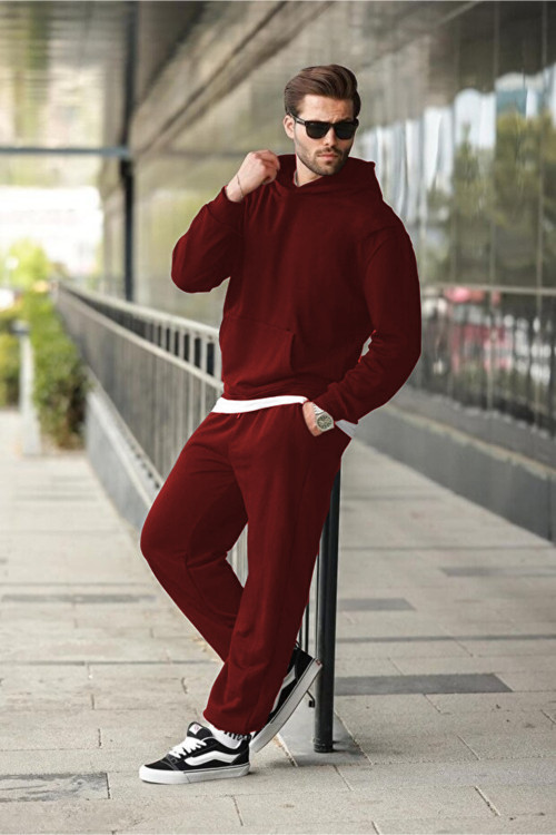 Erkek Hoodie Bol Paça Baggy Salaş Kapşonlu Rahat Kesim Eşofman Takımı
