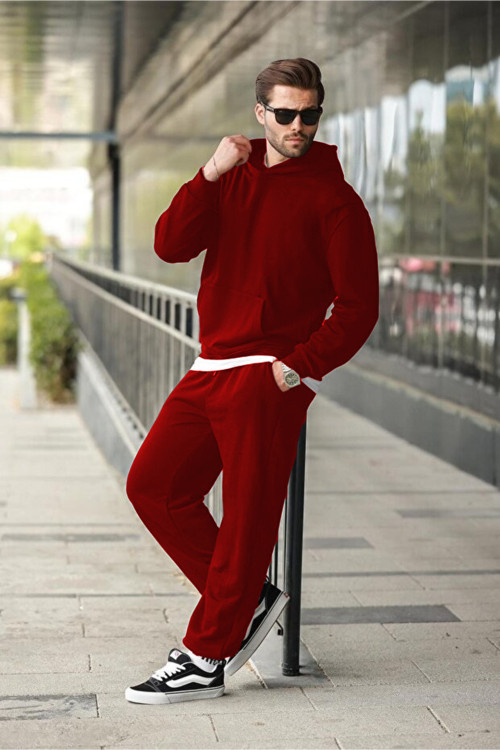 Erkek Hoodie Bol Paça Baggy Salaş Kapşonlu Rahat Kesim Eşofman Takımı