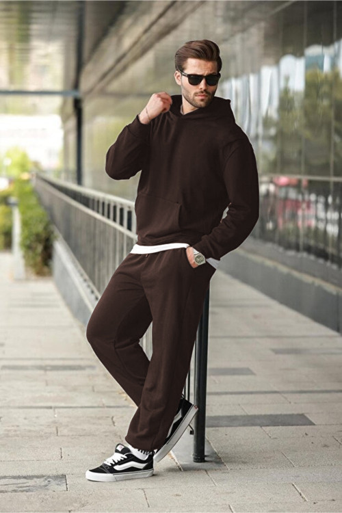 Erkek Hoodie Bol Paça Baggy Salaş Kapşonlu Rahat Kesim Eşofman Takımı