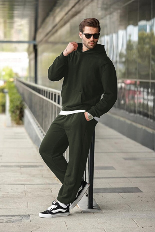 Erkek Hoodie Bol Paça Baggy Salaş Kapşonlu Rahat Kesim Eşofman Takımı