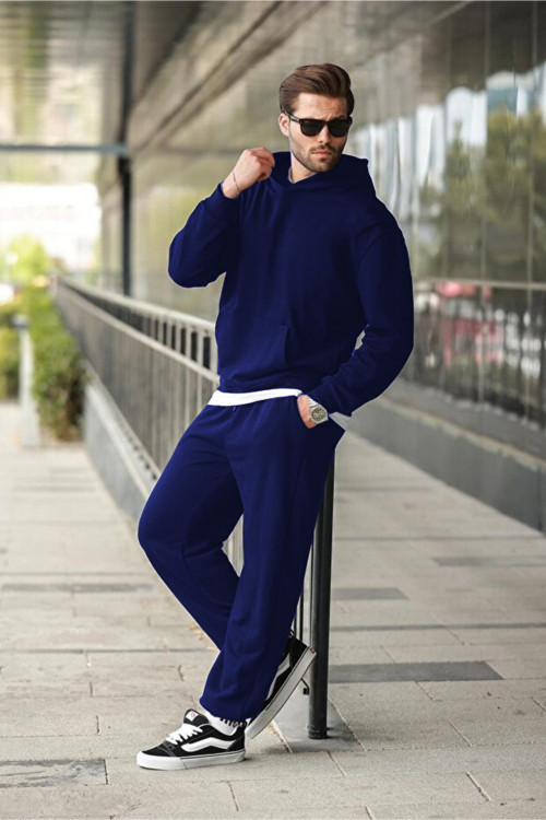 Erkek Hoodie Bol Paça Baggy Salaş Kapşonlu Rahat Kesim Eşofman Takımı
