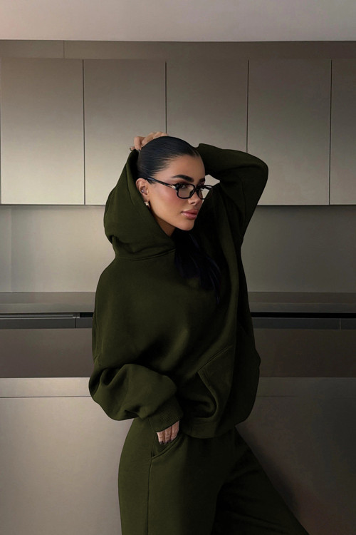Kadın 3 İplik Oversize Boyfriend Kapüşonlu Eşofman Takımı