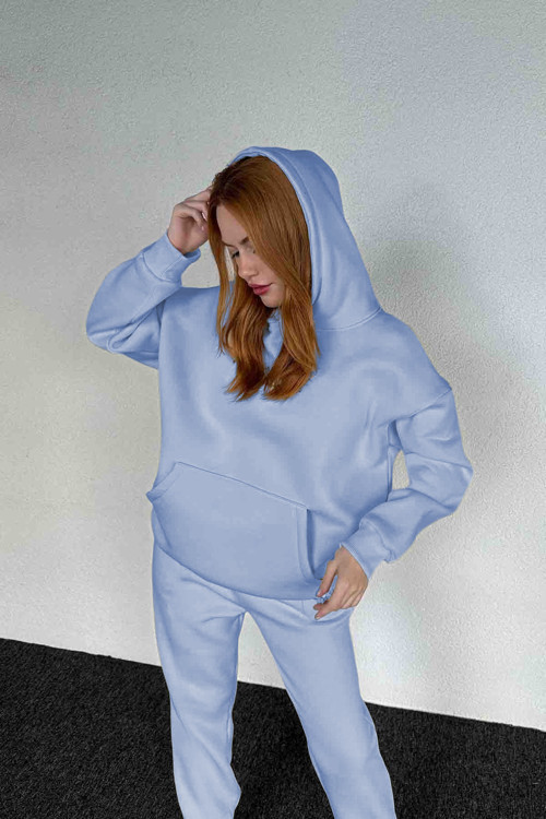 Kadın 3 İplik Oversize Kapüşonlu Paçası Lastikli Eşofman Takımı