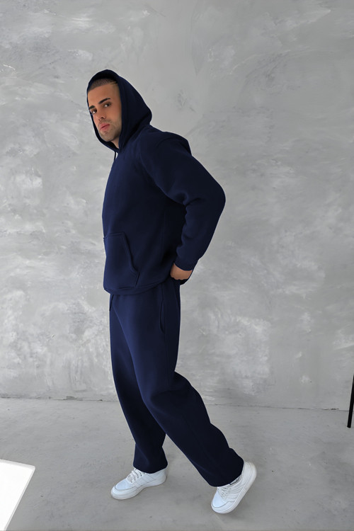 Erkek 3 İplik Oversize Kapüşonlu Sweatshirt Eşofman Takımı