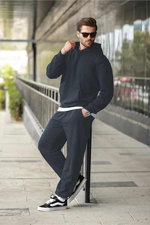 Erkek Hoodie Bol Paça Baggy Salaş Kapşonlu Rahat Kesim Eşofman Takımı